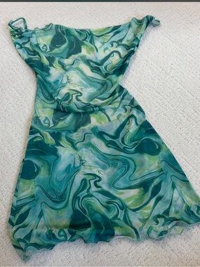 Jaded London Green Swirl Mesh Beach Coverup
